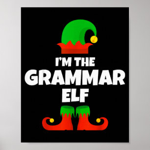 Ik ben de Grammatica Elf Familie Pyjama Kerst Engl Poster