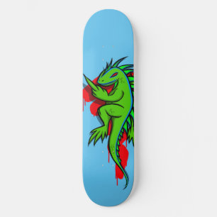 Ik ben de groene leguaan zat die de vogel omdraait skateboard