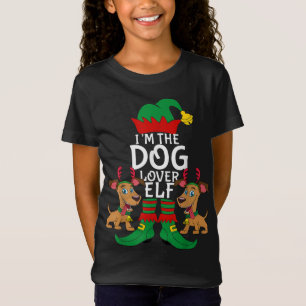 Ik ben de Hondenliefhebber Elf Matching met Kerstm T-shirt