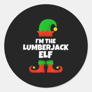 Ik ben de Houthakkers Elf Familie Pyjama Kerst Pre Ronde Sticker