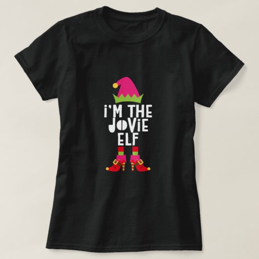 Ik ben de Jovie Elf T-Shirt Matching met kerstkust (Design voorkant)