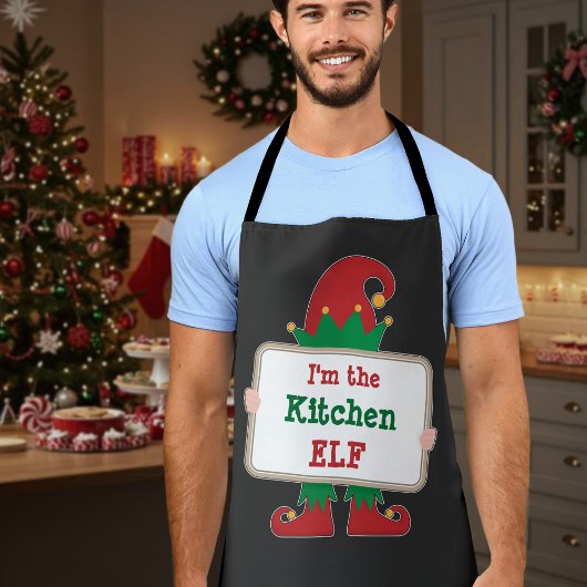 Ik ben de Keuken Elf | Gepersonaliseerd kerstfeest Schort