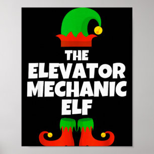 Ik ben de lift monteur Elf familie pyjama Kerstmis Poster
