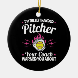 Ik ben de linkse pitcher Softball Lefty Keramisch Ornament