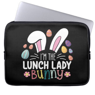 Ik ben de lunchdame Bunny Easter Matching Laptop Sleeve