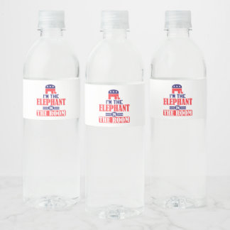 ik ben de olifant in de kamer waterfles etiket