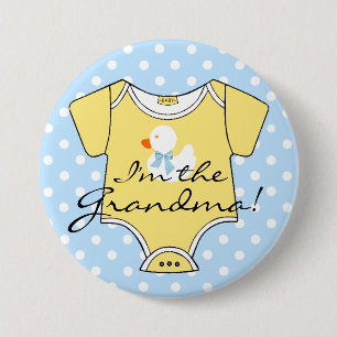 Ik ben de oma Blue Polka Dots en Geel Ronde Button 7,6 Cm
