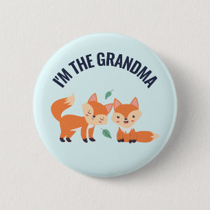 Ik ben de oma Cute Oranje Foxes Illustratie Ronde Button 5,7 Cm