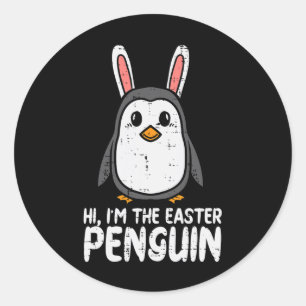 Ik ben de paashaarpinguïn Cute Bunny Oren Vrouwen Ronde Sticker