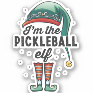 Ik ben de Pickleball Elf met kerstcadeaus Sticker