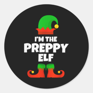 Ik ben de preppy elfenfamilie pajama kerst grap ronde sticker