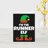 Ik ben de runner elf familie pyjama kerst grappig kaart (Gele Bloem)