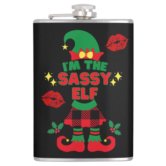 Ik ben de Sassy Elf Funny Kerstmis Heupfles (Voorkant)