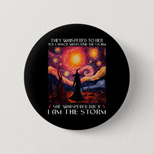 Ik ben de Storm borstkankerheks Halloween Starry Ronde Button 5,7 Cm