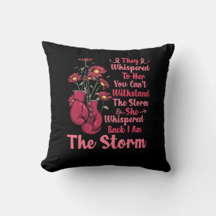 Ik ben de Storm Boxing Warrior Pink Ribbon Women B Kussen