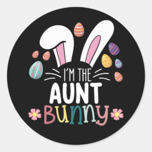 Ik ben de Tante Bunny Paasfamilie Matching Ronde Sticker