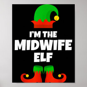 Ik ben de vroedvrouw elfenfamilie pyjama kerst gra poster