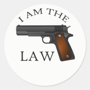 Ik ben de wet met een handvol pistool ronde sticker