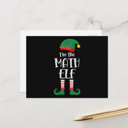 Ik ben de Wiskunde Elf die Kerstmis aanpast Briefkaart (Voorkant / Achterkant in situ)