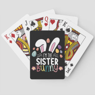 Ik ben de zus Bunny Paasfeest Familie Matching Pokerkaarten