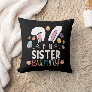 Ik ben de zus Bunny Pasen Familie Matching Kussen