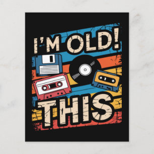 Ik ben deze oude kleurrijke retro muziek nostalgie flyer
