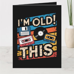 Ik ben deze oude kleurrijke retro muziek nostalgie kaart