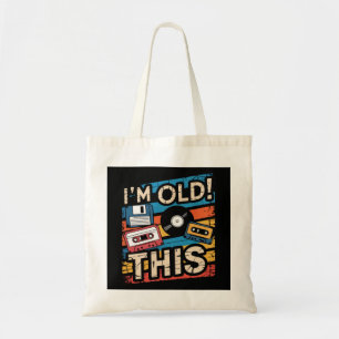 Ik ben deze oude kleurrijke retro muziek nostalgie tote bag