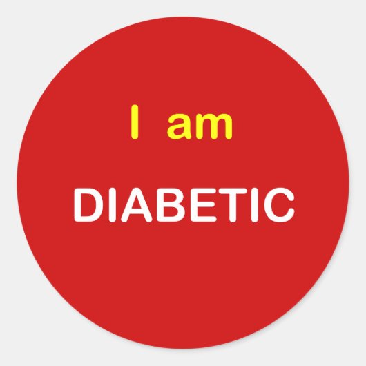 Ik ben DIABETISCH. Ronde Sticker (Voorkant)