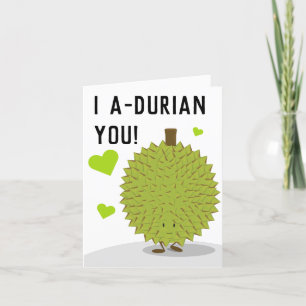 Ik ben dol op eten Pun Durian Cartoon Feestdagen Kaart