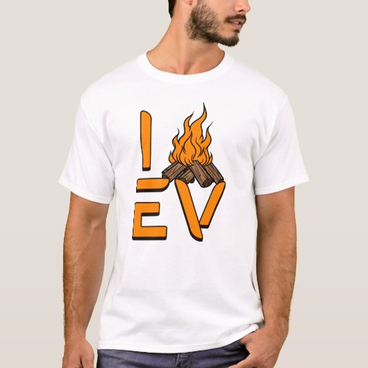 Ik ben dol op EV Camping Campfire T-shirt (Voorkant)