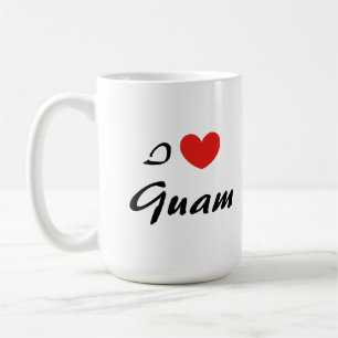 Ik ben dol op Guam Heart Typography Coffee Mok