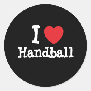Ik ben dol op Handball-hart op maat Ronde Sticker