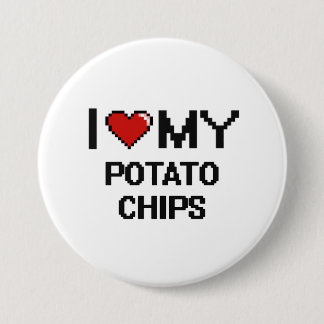Ik ben dol op mijn digitale aardappelchips ronde button 7,6 cm