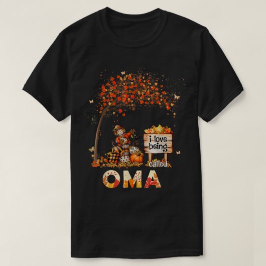 Ik ben dol op oma Farmer Fall Leaves Autumn T-shirt (Design voorkant)