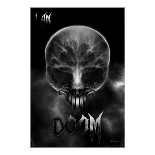Ik ben Doom Fractal Skull Perfect Poster