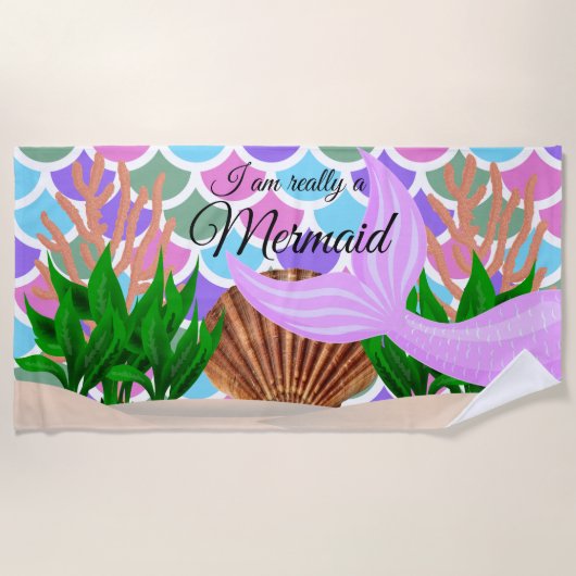 Ik ben echt een 🧜 ‍ ♀️ in de oceaan strandlaken (Voorkant)