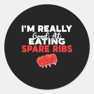 Ik ben echt goed in het eten van reserve ribben BB Ronde Sticker