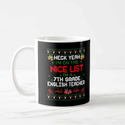 Ik ben een 7e klas Engelse leraar Ugly Sweater Tea Koffiemok (Links)