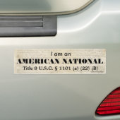Ik ben een AMERIKAANSE NATIONALE Bumpersticker (Op auto)