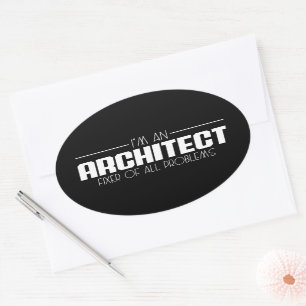 Ik ben een architect die alle problemen oplost ovale sticker