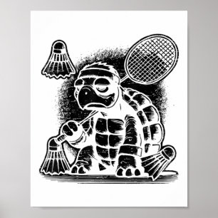 Ik ben een badmintonspeler racket shuttle poster