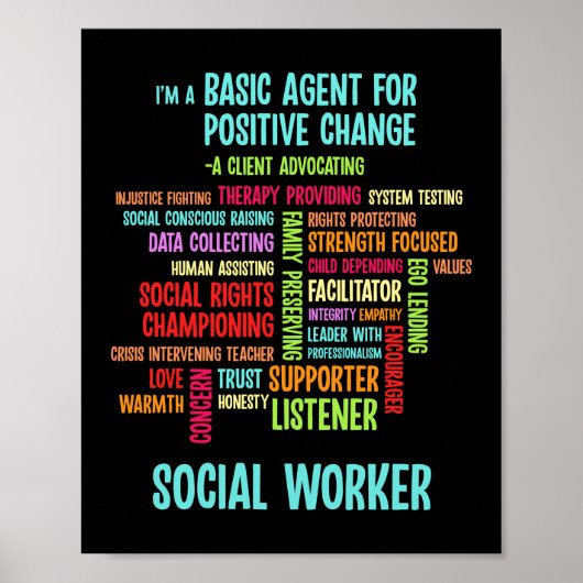 Ik ben een basisagent voor de sociale werker Gift  Poster (Voorkant)