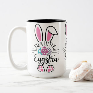 Ik ben een beetje Eggstra Grappige Paashaas Oren G Tweekleurige Koffiemok