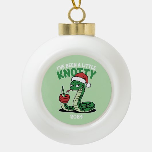 Ik ben een beetje knoestig geweest keramische bal ornament (Voorkant)