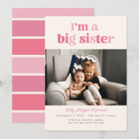Ik ben een Big Sister (Roze) Flat Aankondiging Kaa