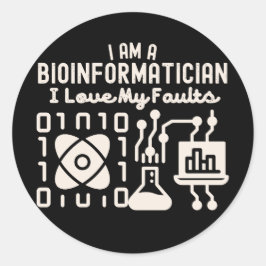 Ik ben een bio-informaticus Ik hou van mijn fouten Ronde Sticker