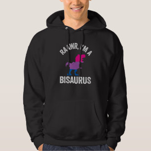 Ik ben een bisaurus Dinosaur Rex Bisexual Flag Bi Hoodie