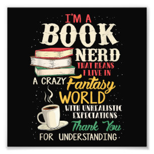 Ik ben een Boek Nerd - Boek Liefhebber - Literatuu Foto Afdruk