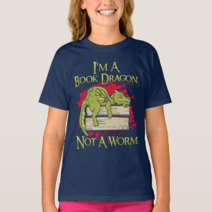 Ik ben een boekdraak, geen worm T-shirt